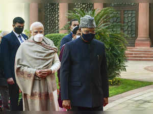 New Delhi: President Ram Nath Kovind and Prime Minister Narendra Modi arrive at ...