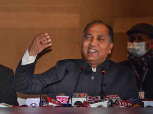 Shimla: Himachal Pradesh Chief Minister Jai Ram Thakur addresses a press confere...