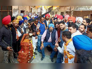 Amritsar: Shiromani Akali Dal (SAD) candidate Bikram Singh Majithia with support...