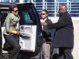 Michelle Obama before boarding her plane in Gaborone