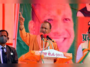 Lakhimpur Kheri: Uttar Pradesh Yogi Adityanath during an election campaign rally...