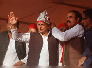 Mirzapur: Samajwadi Party President Akhilesh Yadav during an election campaign r...