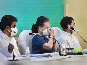 New Delhi: Congress interim President Sonia Gandhi chairs the Congress Working C...