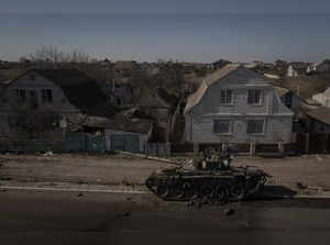 Kyiv: A destroyed tank is seen after battles between Ukrainian and Russian force...