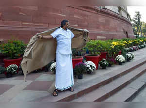 Congress MP Karti Chidambaram at Parliament during the ongoing Winter...
