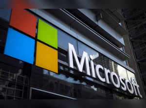 FILE PHOTO: A Microsoft logo is seen on an office building in New York City