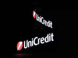 FILE PHOTO: A logo of UniCredit is seen in downtown Milan