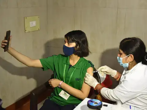 Selfie during vaccination