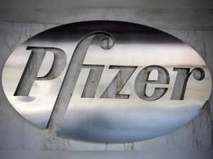 FILE PHOTO: The Pfizer logo is pictured at their building in the Manhattan borough of New York