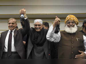 Islamabad: Pakistan's opposition party leaders from left to right, Shahbaz Shari...