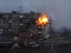Mariupol: An explosion is seen in an apartment building after Russian's army tan...