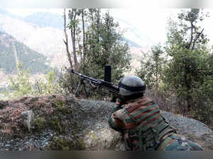 North Kashmir, Mar 17 (ANI): Army personnel take position near Line of Control (...