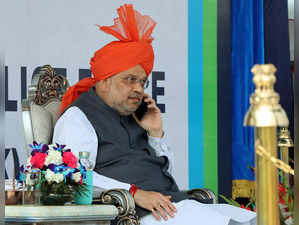 Jammu, Mar 19 (ANI): Union Home Minister Amit Shah talking on the phone at the 8...