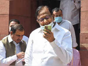 New Delhi: Congress leader P Chidambaram at Parliament House complex, during the...