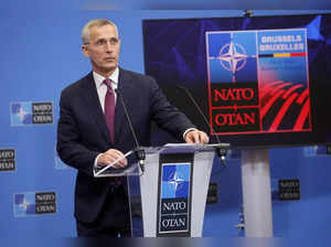 Brussels : NATO Secretary General Jens Stoltenberg speaks during a media confere...