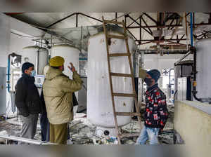 Srinagar: Police and hospital officials inspect the 1000 LMP Oxygen Generation P...
