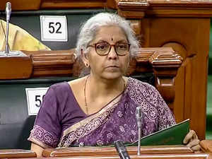 **EDS: TV GRAB** New Delhi: Union Finance Minister Nirmala Sitharaman in the Lok...