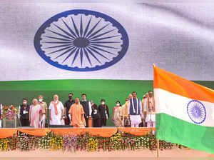 Lucknow: BJP leader Yogi Adityanath during his oath taking ceremony as Uttar Pra...
