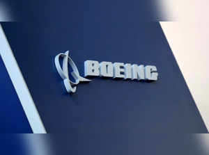 FILE PHOTO: The Boeing logo is pictured at the LABACE fair in Sao Paulo