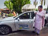 Watch: Union Minister Nitin Gadkari reaches Parliament in green hydrogen-powered car