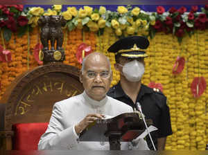 Gandhinagar: President Ram Nath Kovind addresses the members of Gujarat Legislat...