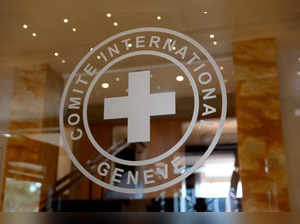 A logo of the International Committee of the Red Cross (ICRC) is pictured in Geneva
