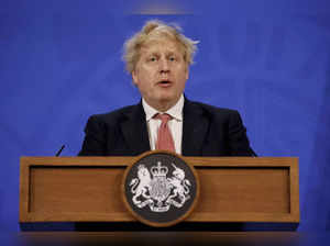 London: Britain's Prime Minister Boris Johnson speaks during a media briefing in...