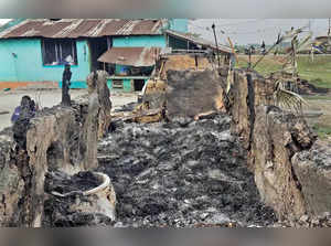 Birbhum: Charred remains of the houses after some miscreants set the houses on f...