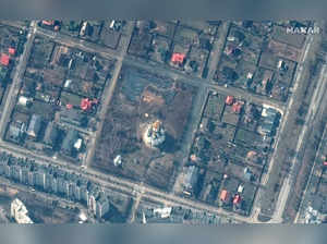 Ukraine: This satellite image provided by Maxar Technologies shows an overview o...