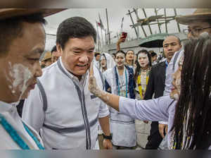 Tarajuli: Arunachal Pradesh Chief Minister Pema Khandu during the Mopin festival...