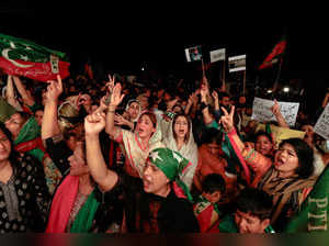 People rally in support of former Pakistani Prime Minister Imran Khan, in Islamabad