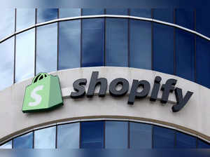 The logo of Shopify is seen outside its headquarters in Ottawa