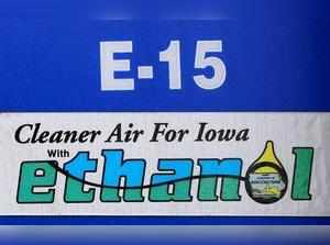 A gas pump selling E15, a gasoline with 15 percent of ethanol, is seen in Mason City