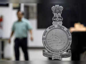A logo of India Meteorological Department (IMD) is pictured at its headquarters in New Delh