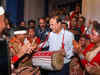 Watch: Assam CM Himanta Biswa Sarma tries his hand on ‘dhol’ in Karbi Anglong