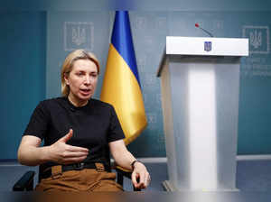 Ukraine's Deputy PM Vereshchuk speaks during an interview with Reuters in Kyiv