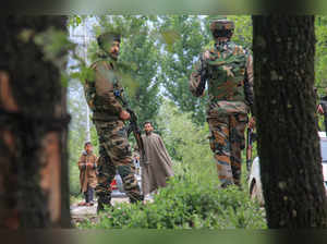 Baramulla: Army personnel during an encounter with militants