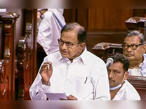 Congress MP P. Chidambaram speaks in the Rajya Sabha...