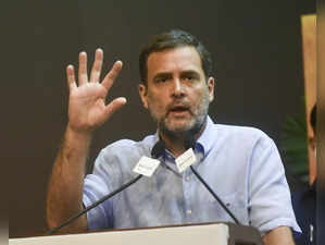 New Delhi: Congress leader Rahul Gandhi speaks during the launch of book 'The Da...
