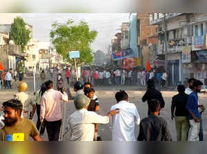Himmatnagar, Apr 10 (ANI): A Communal clash broke out during a Ram Navami proces...