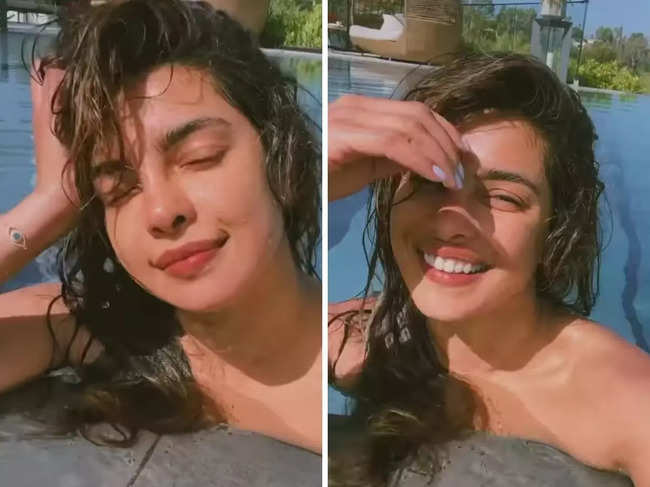 Priyanka Chopra​ looked stunning in a black swimsuit for her self-care session.​