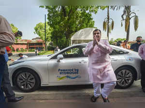 New Delhi: Union Road Transport & Highways Minister Nitin Gadkari arrives at Par...