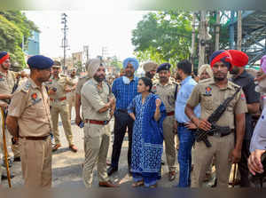 Patiala: DC Sakshi Sawhney along with SSP Nanak Singh  outside Kali Mata temple,...