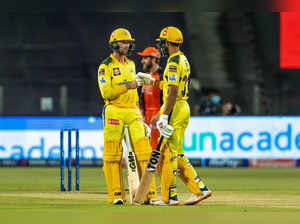 Pune: Devon Conway and Ruturaj Gaikwad of Chennai Super Kings during the Indian ...