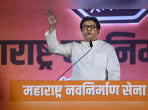 Thane: Maharashtra Navnirman Sena supremo Raj Thackeray addresses a party meetin...