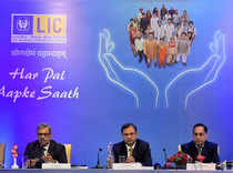 New Delhi: (L to R) Life Insurance Corporation (LIC) Chairperson M R Kumar, Secr...
