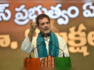 Warangal: Congress leader Rahul Gandhi addresses the public meeting, ‘Rythu Sang...
