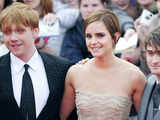 Emma Watson poses with Rupert Grint and Daniel Radcliffe