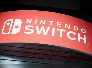 Signage for the Nintendo Switch is seen at a GameStop in Manhattan, New York