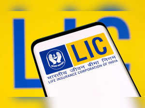 FILE PHOTO: Illustration shows LIC (Life Insurance Corporation of India) logo